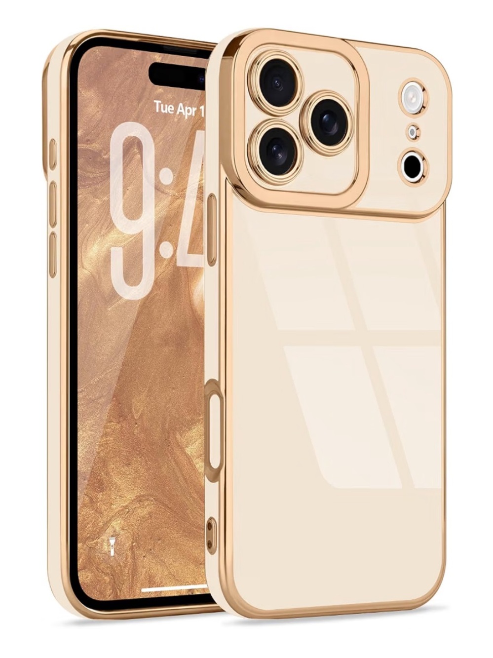 iphone 17 Pro Max - Neutral Cream Phone Case with Rose Gold Trim